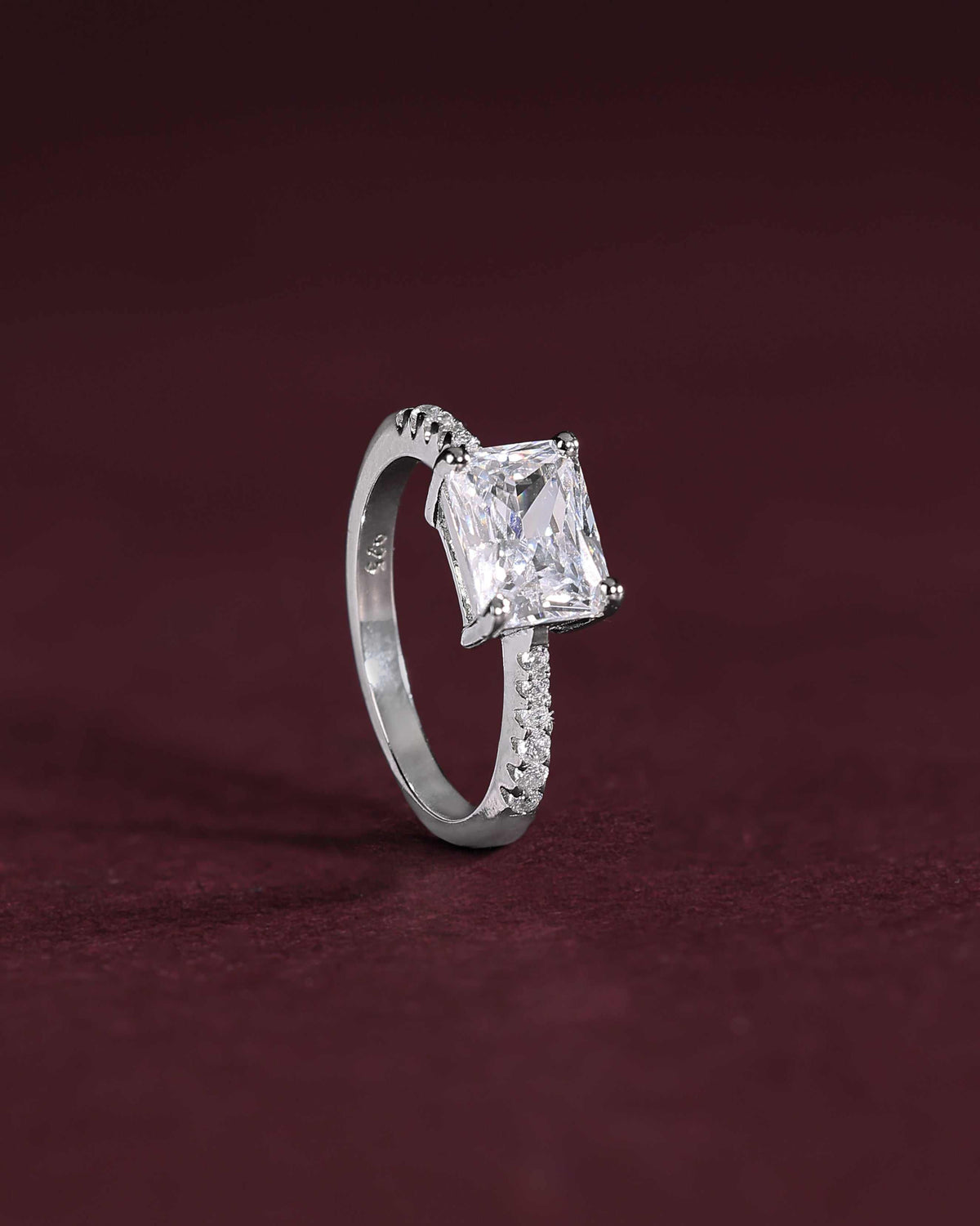 Modern Radiant Cut CZ Ring in 92.5 SilverModern Radiant CZ Ring