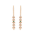 Multi-Stone 92.5 Silver gold-plated earrings with cascading white and green stones and pearl clusters in elegant design.