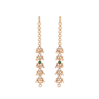 Multi-Stone 92.5 Silver gold-plated earrings with cascading white and green stones and pearl clusters in elegant design.