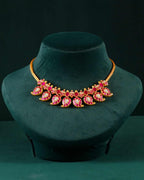 Silver Mango Necklace with Kundan PatternSilver Mango Necklace