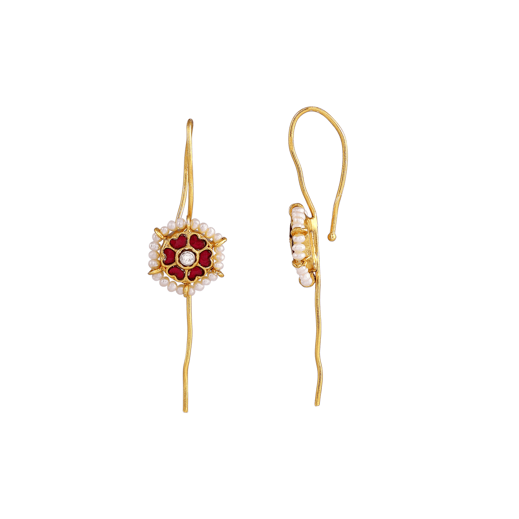 Silver Gold Plated Earrings by Tavya Jewellery - side view