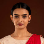 Vintage Polki-Inspired Silver Drop Earrings by Tavya Jewellery - styled close-up