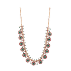 Silver Kundan Pattern Bottu Necklace with Green BeadsSilver Kundan Pattern Bottu Necklace