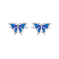 Silver Blue Wing Butterfly Toe Rings featuring blue enamel wings and hallmarked 92.5 silver in a delicate butterfly design