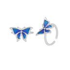 Silver Blue Wing Butterfly Toe RingsSilver Blue Wing Butterfly Toe Rings