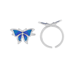 Silver Blue Wing Butterfly Toe RingsSilver Blue Wing Butterfly Toe Rings