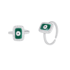 Silver Green Evil Eye Toe Ring SetSilver Green Evil Eye Toe Rings