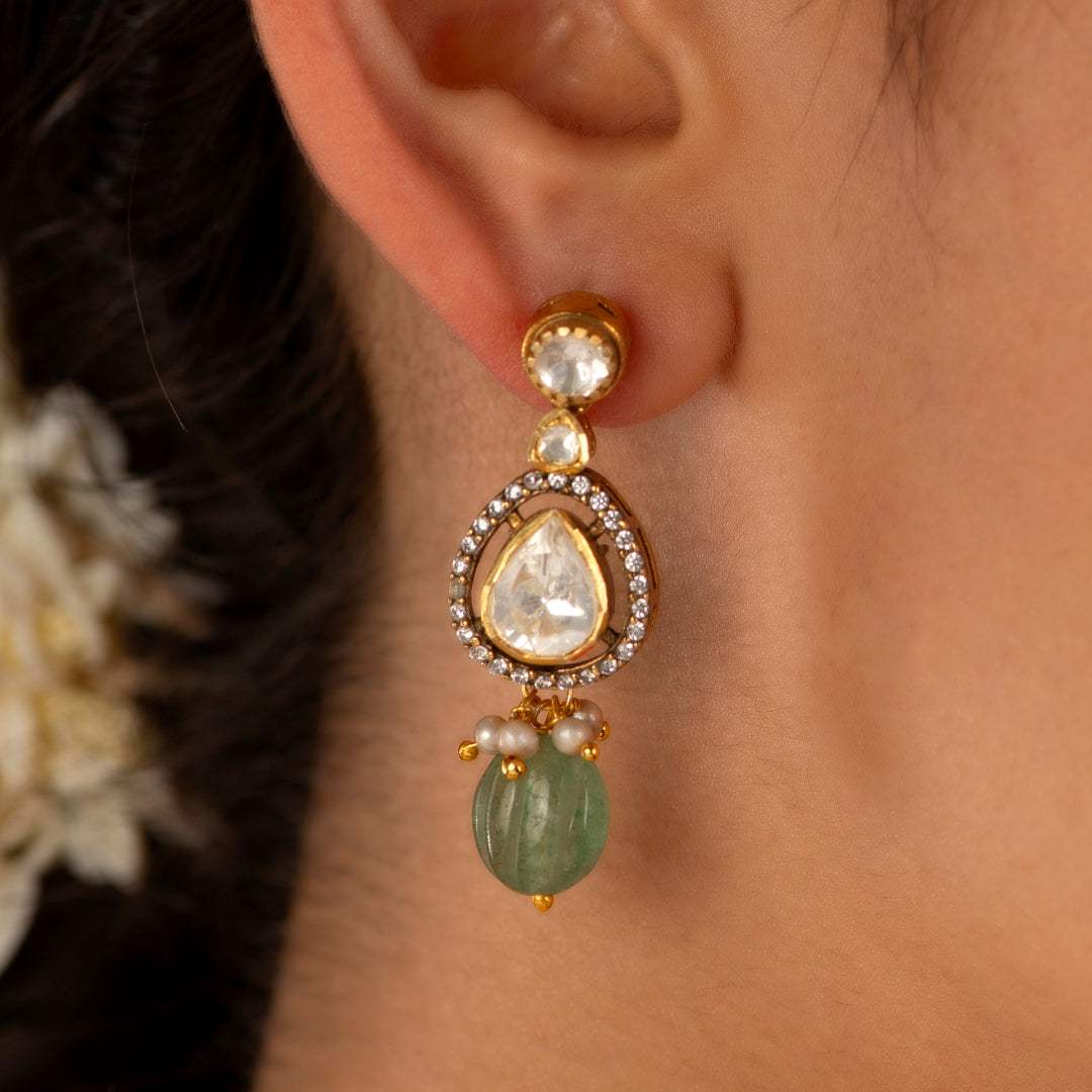 Empress Pear-Cut 92.5 Silver Drop Earrings by Tavya Jewellery - side view