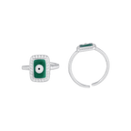 Silver Green Evil Eye Toe Ring SetSilver Green Evil Eye Toe Rings