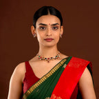 Silver Short Necklace with CZ & Pearl Accents by Tavya Jewellery - full view