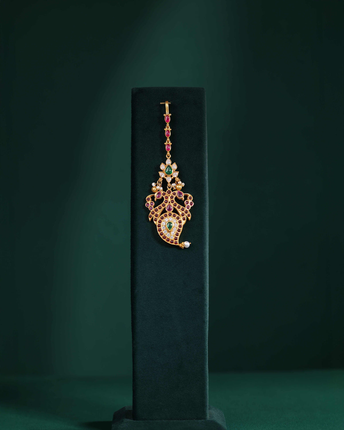 Regal Peacock-Inspired 92.5 Silver Maang TikkaRegal Peacock-Inspired