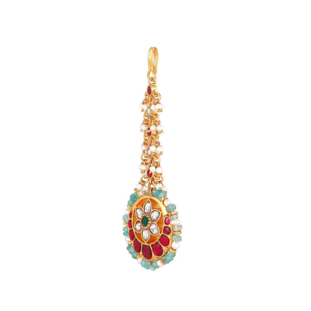 Floral Multi-Stone Maang Tikka in 92.5 SilverFloral Multi-Stone Maang Tikka