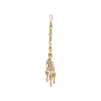 Silver Maang Tikka with Pear-Cut CZ and Seed Pearl Clusters by Tavya Jewellery - side view