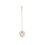Silver Gold-Plated Heart Maang Tikka with Pearl ChainSilver Gold-Plated Heart Maang Tikka