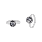 Oxidized Silver CZ Sunburst Toe RingsOxidized Silver CZ Sunburst Toe Rings
