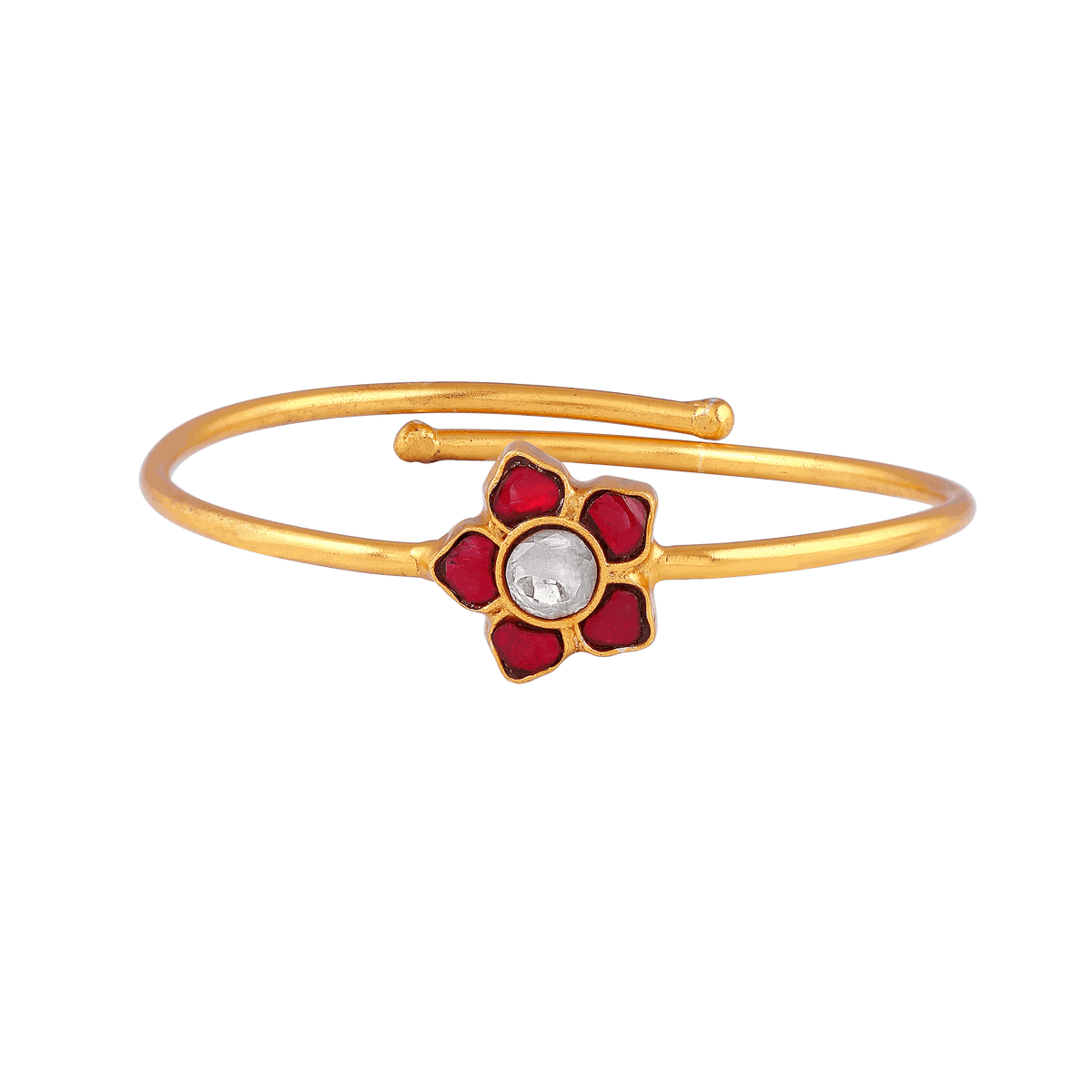 Floral Bypass Bracelet in Gold-Plated 92.5 SilverFloral Bypass Bracelet