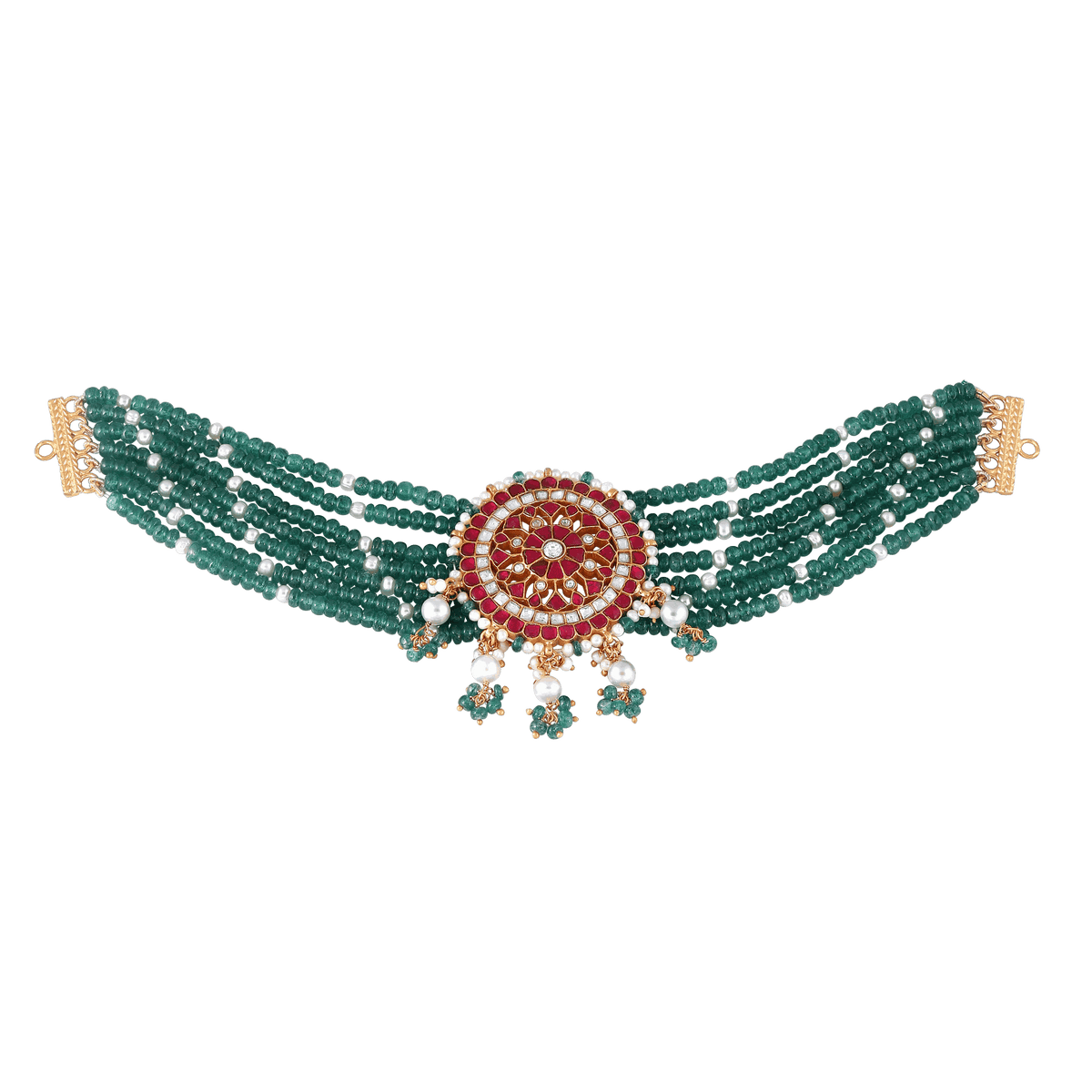 92.5 Silver Green Bead Choker92.5 Silver Green Bead Choker