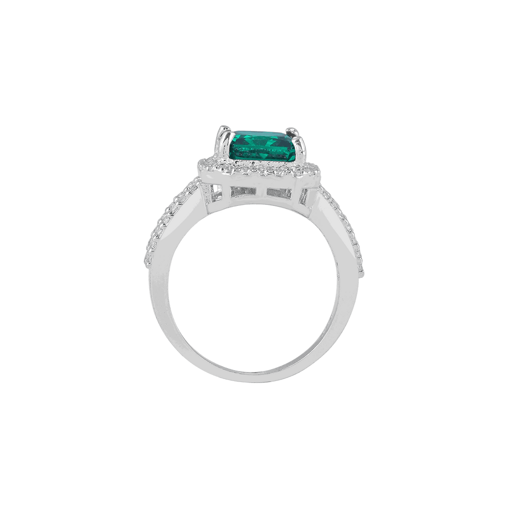 Green Cushion-Cut Halo Ring in 92.5 SilverGreen Cushion-Cut Halo Ring