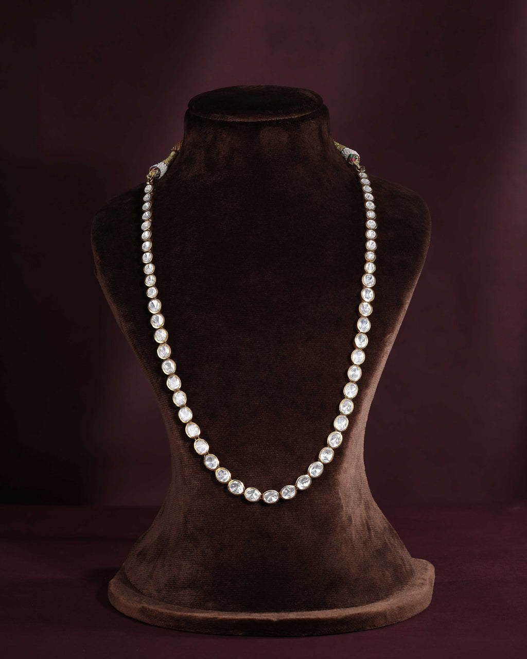 Silver Single Layer CZ Polki-Style NecklaceSilver Single Layer Necklace