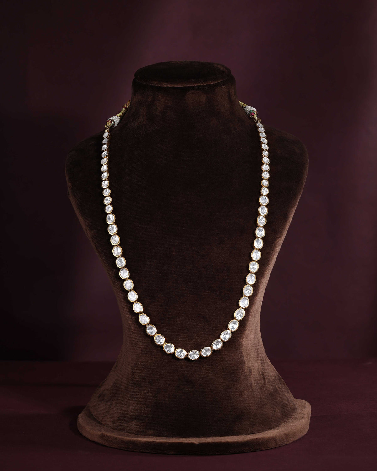 Silver Single Layer CZ Polki-Style NecklaceSilver Single Layer Necklace
