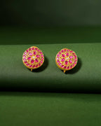 Kundan Pattern Stud Earrings in Gold-Toned 92.5 SilverKundan Pattern Stud Earrings