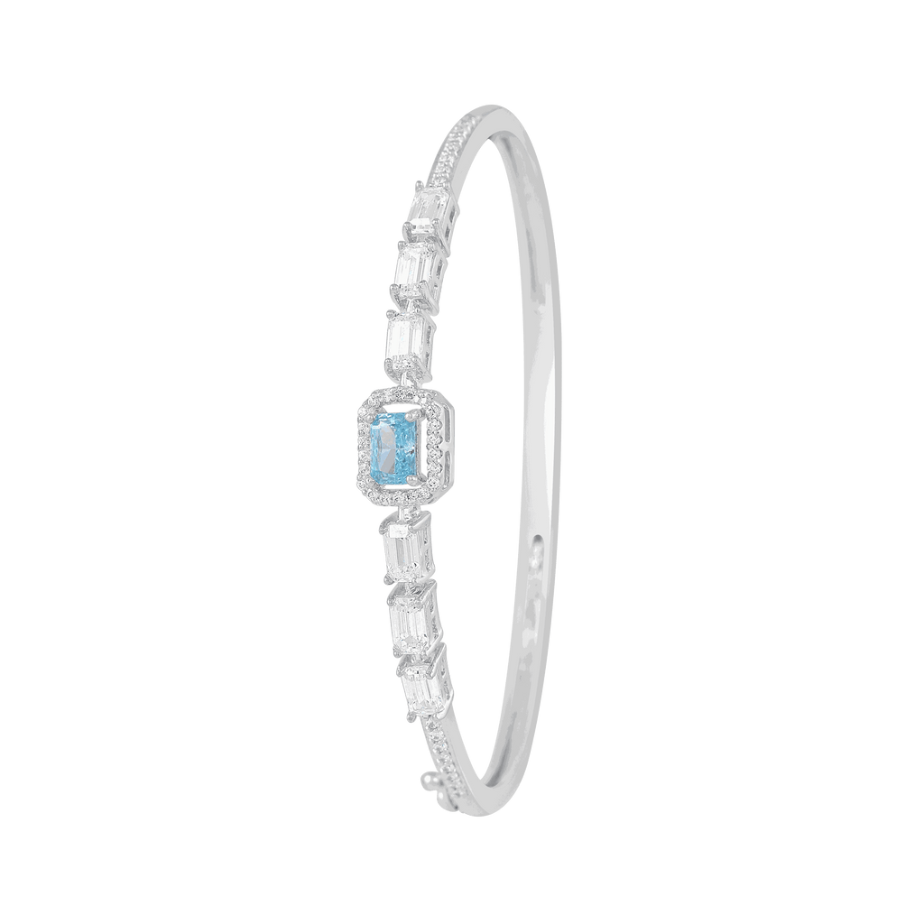 Arctic Blue Halo Statement Silver Bracelet by Tavya Jewellery - side view