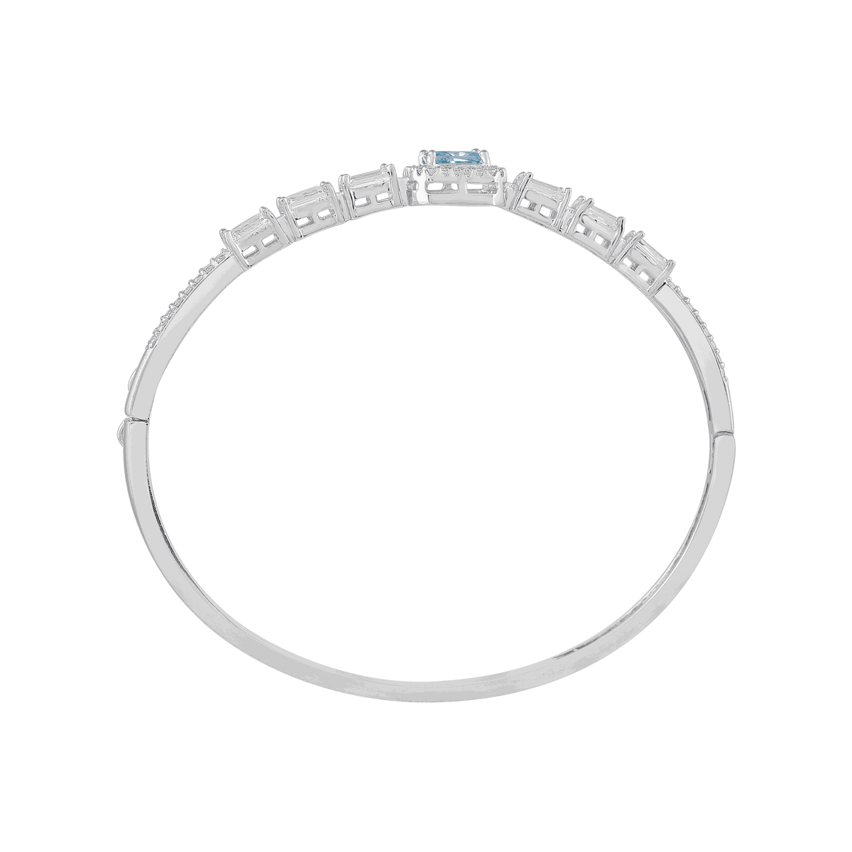 Arctic Blue Halo Statement Silver Bracelet by Tavya Jewellery - styled close-up