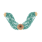 Silver Green Bead Choker Necklace With Kundan Pattern PendantSilver Green Bead Choker
