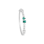 Modern Geometric Green Stone Silver Bracelet by Tavya Jewellery - side view