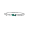 Silver bangle bracelet with Modern Geometric Green Stone rectangular and pear-cut gems, accented by round and baguette cubic zirconia