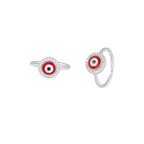 Silver Red Evil Eye Toe Rings with CZ HaloSilver Red Evil Eye Toe Rings