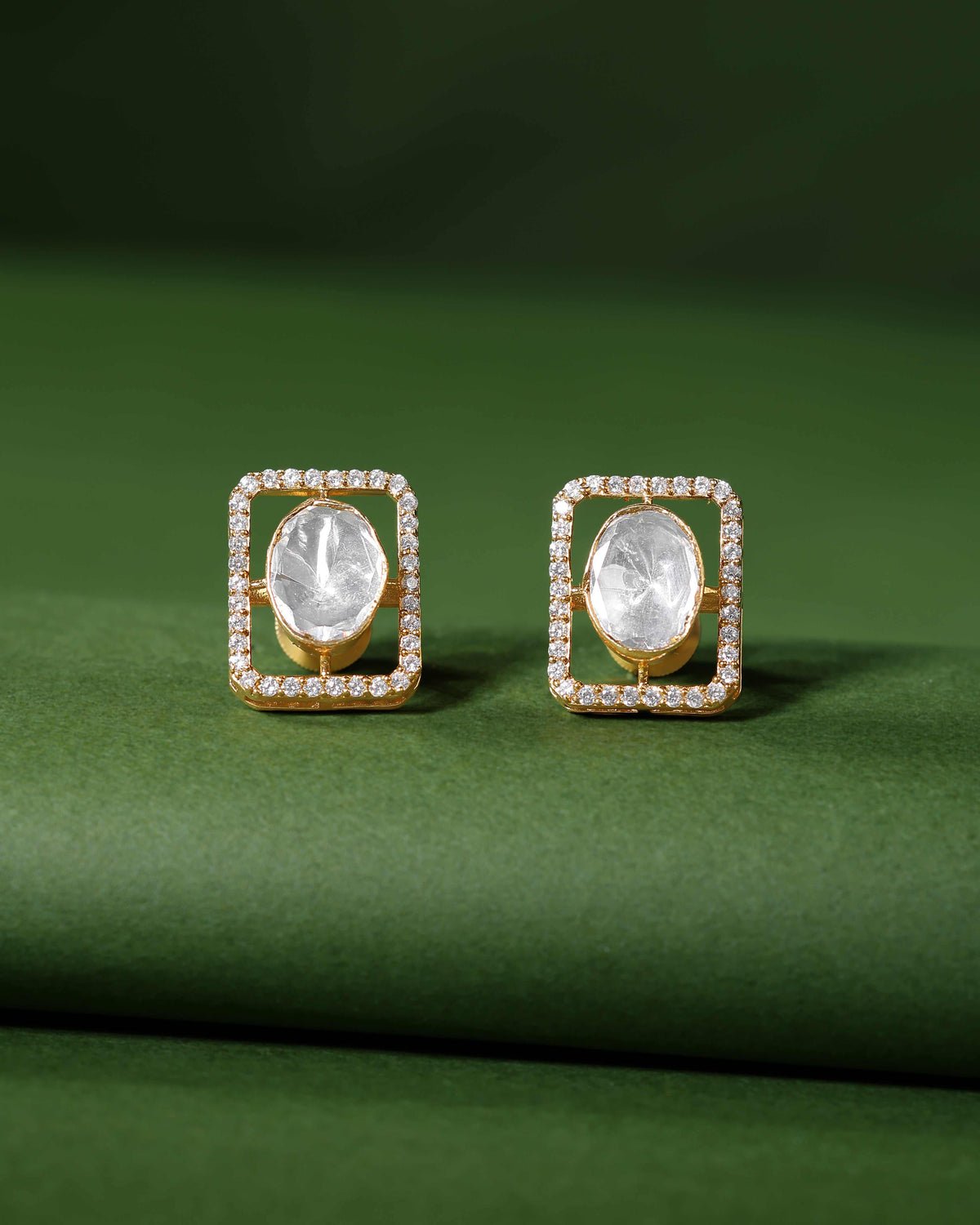 Silver Geometric CZ Halo StudsSilver Geometric CZ Halo Studs