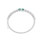 Modern Geometric Green Stone Silver Bracelet by Tavya Jewellery - styled close-up