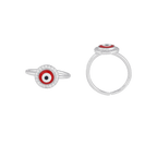 Silver Red Evil Eye Toe Rings with CZ HaloSilver Red Evil Eye Toe Rings
