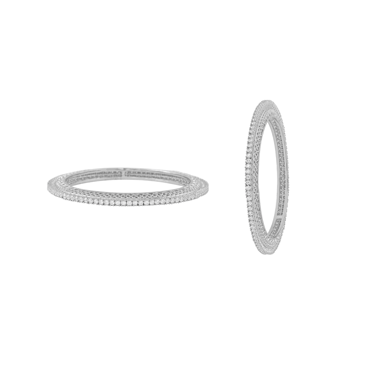 Ethereal Sparkle 92.5 Silver Bangles by Tavya Jewellery - styled close-up
