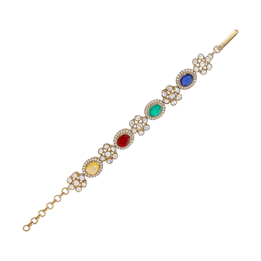 92.5 Silver Gold-Polished Floral Bracelet92.5 Silver