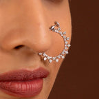 Stellar Halo CZ Adjustable Nose Ring in 92.5 Silver by Tavya Jewellery - side view