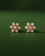 Royal Floral Polki Pattern Silver Stud EarringsRoyal Floral Polki Pattern