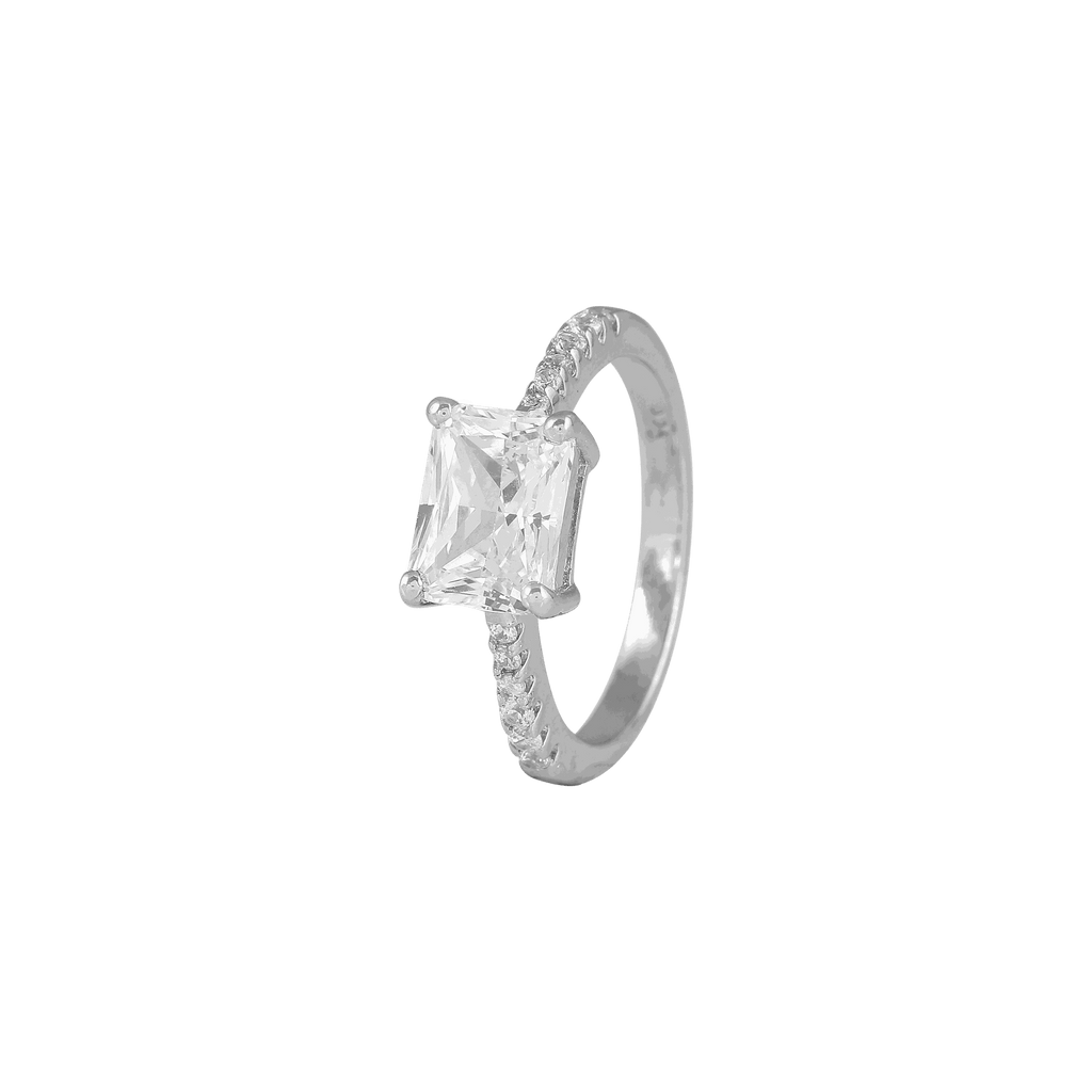 Modern Radiant Cut CZ Ring in 92.5 SilverModern Radiant CZ Ring