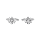 Silver Sparkling Floral Toe Rings featuring sterling silver bands with intricate floral designs accented by sparkling cubic zirconia stones.