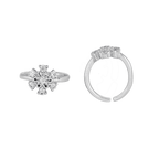 Silver Sparkling Floral Toe RingsSilver Sparkling Floral Toe Rings