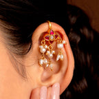 Silver Floral Bugadi Earrings by Tavya Jewellery - side view
