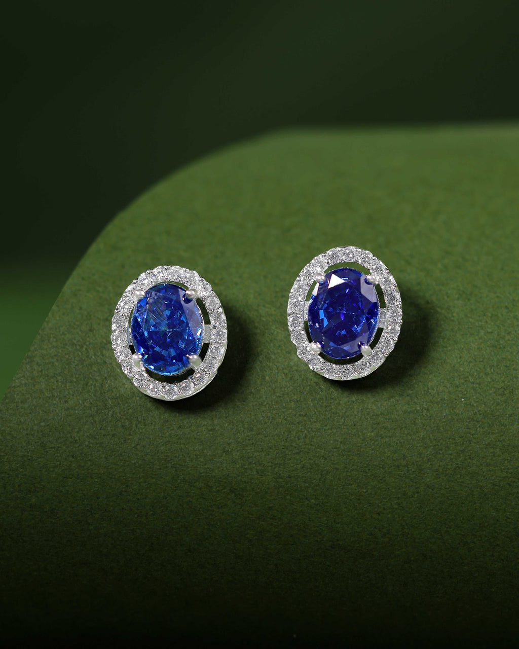 Royal Blue Sapphire-Inspired Silver StudsRoyal Blue Sapphire-Inspired