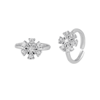 Silver Sparkling Floral Toe RingsSilver Sparkling Floral Toe Rings
