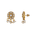 Silver Polki Style CZ Studs with Pearl DropsSilver Polki Style CZ Studs