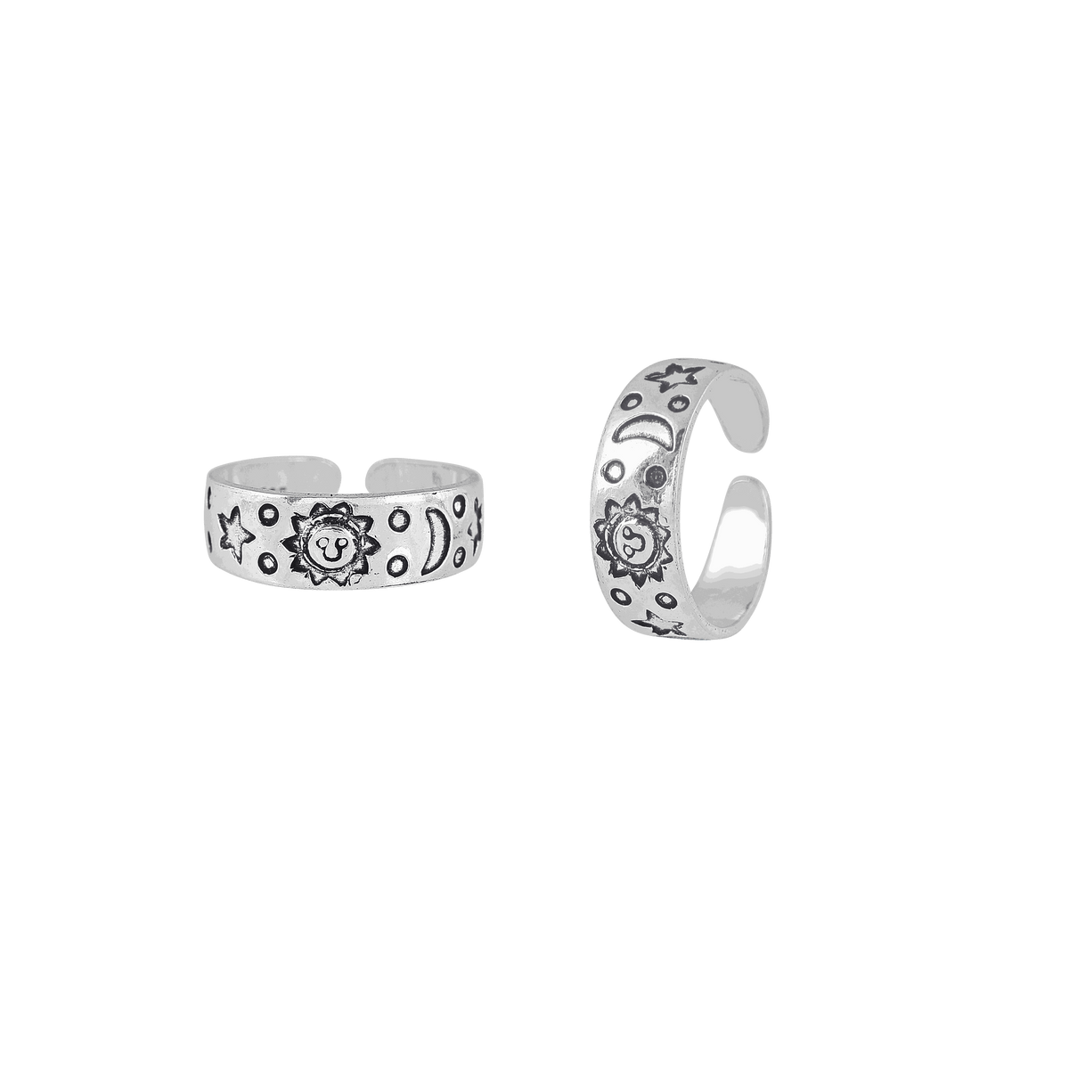 Sun & Moon Oxidized Silver Toe RingSun & Moon Oxidized Silver Toe Ring