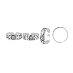 Sun & Moon Oxidized Silver Toe Ring featuring engraved sun, moon, and star patterns on a polished, slightly oxidized silver band.