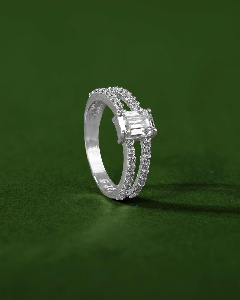 Sparkling CZ Double Band Ring in Pure 92.5 SilverSparkling CZ Double Band Ring