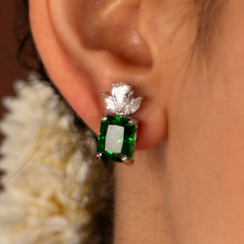 Silver Lotus-Crown Studs by Tavya Jewellery - side view