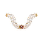Multi-Strand Pearl Choker with CZ Floral Pendant in Gold Plated SilverMulti-Strand Pearl Choker
